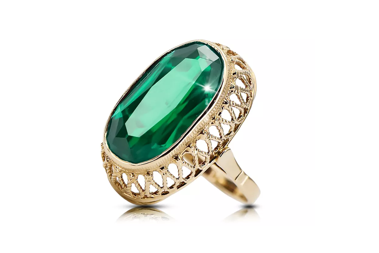 Anillo Joyería vintage Esmeralda Oro amarillo de 14 quilates vrc129y